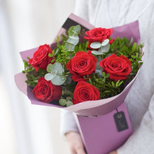 Load image into Gallery viewer, Red Rose hand-tied flower arrangement
