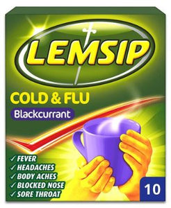 Lemsip Max Cold & Flu Blackcurrant Hot Drink - 10 Sachets