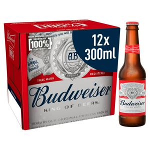 Budweiser Lager Beer Bottles 12x300ml