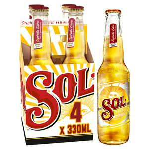 Sol Original Lager Beer Bottles 4x330ml