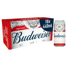 Load image into Gallery viewer, Budweiser Lager Beer Cans 18x440ml
